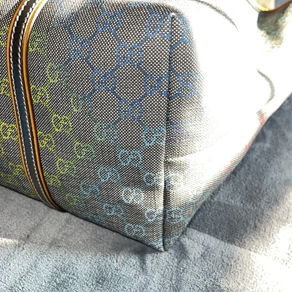 Sold Preloved Gucci tote bag pristine condition gorgeous grey with multi color - Picture 12 of 15